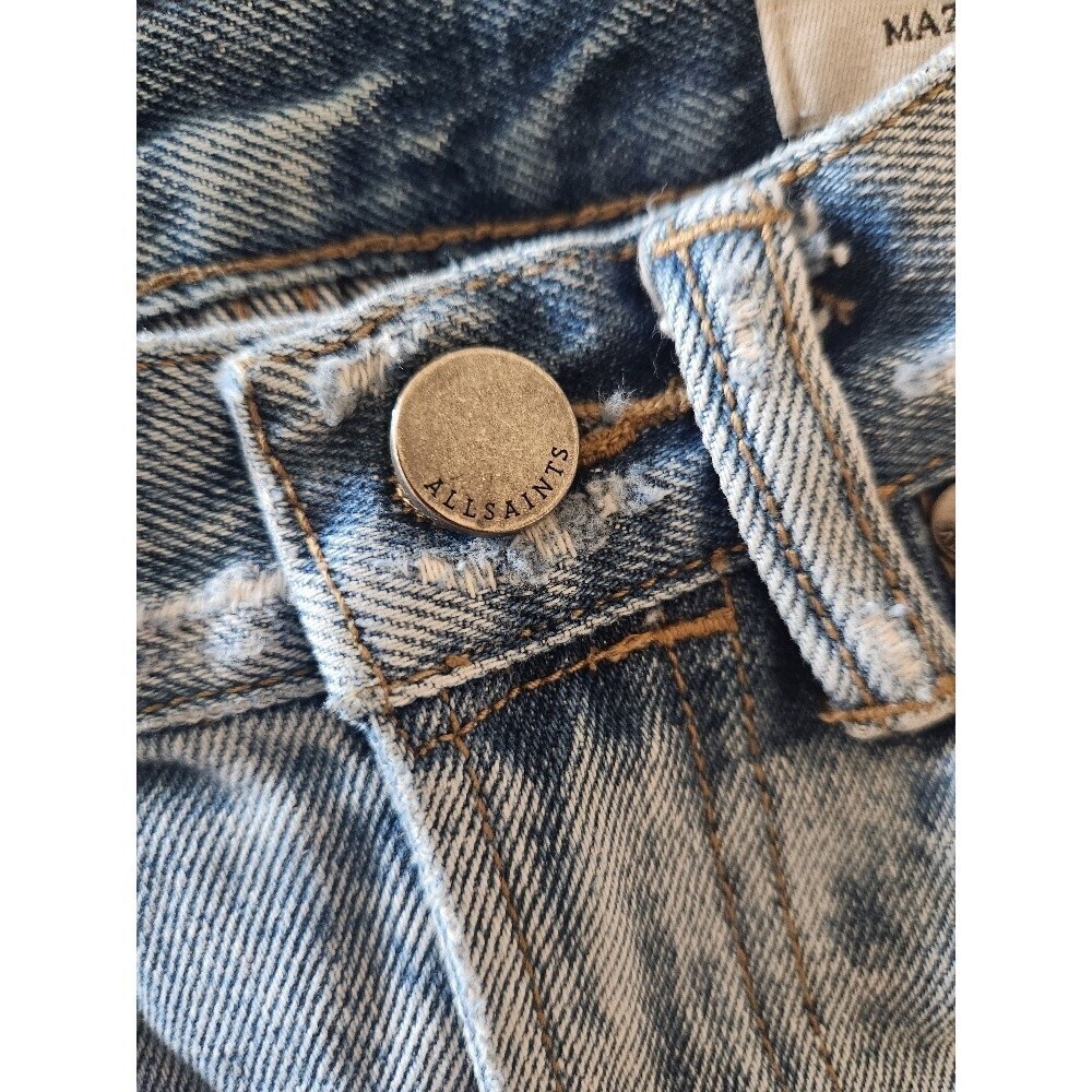ALLSAINTS Mazzy Jeans Cropped Wide Leg Distressed 100% Cotton Sz 25 - Picture 7 of 7